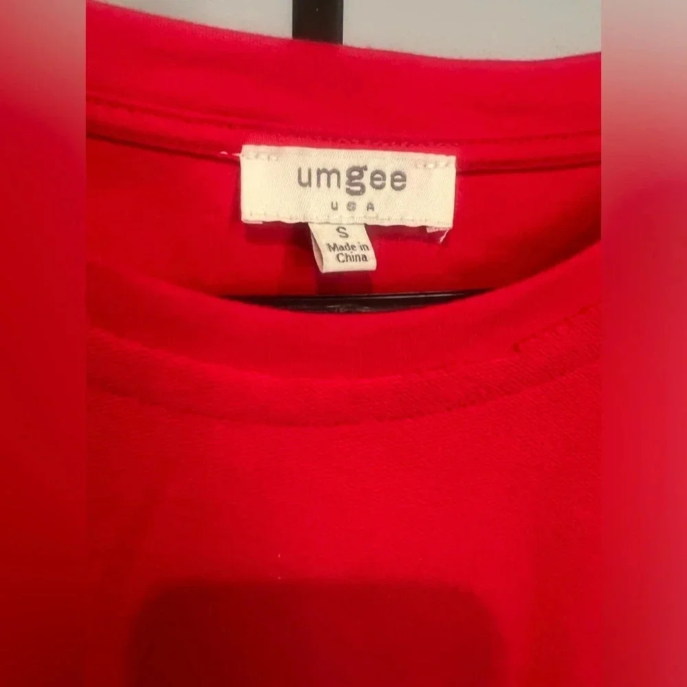 Umgee Red Crochet Sleeve‎ Top Oversized Small - Picture 3 of 4